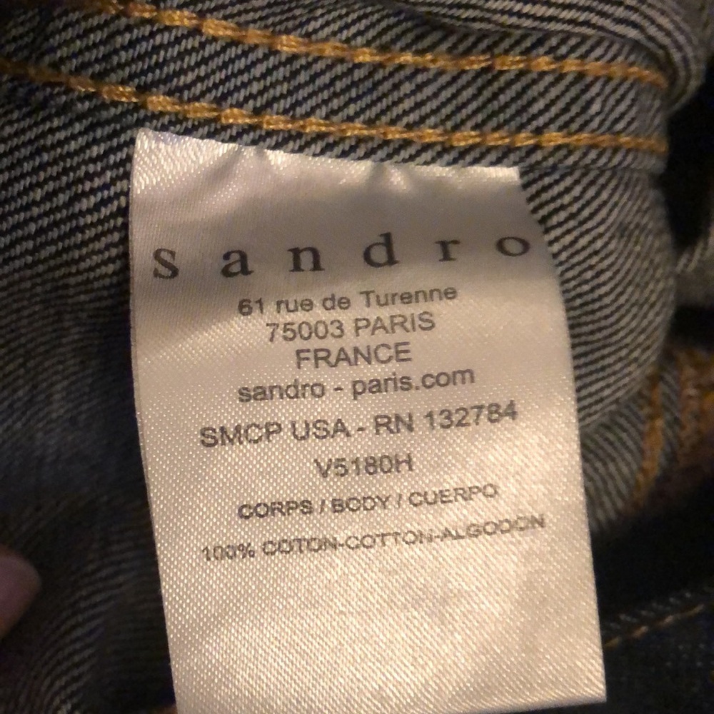 Sandro Tiger Embroidered Denim Jacket Back Tiger Animal Print Jean Jacket size S - Picture 10 of 11